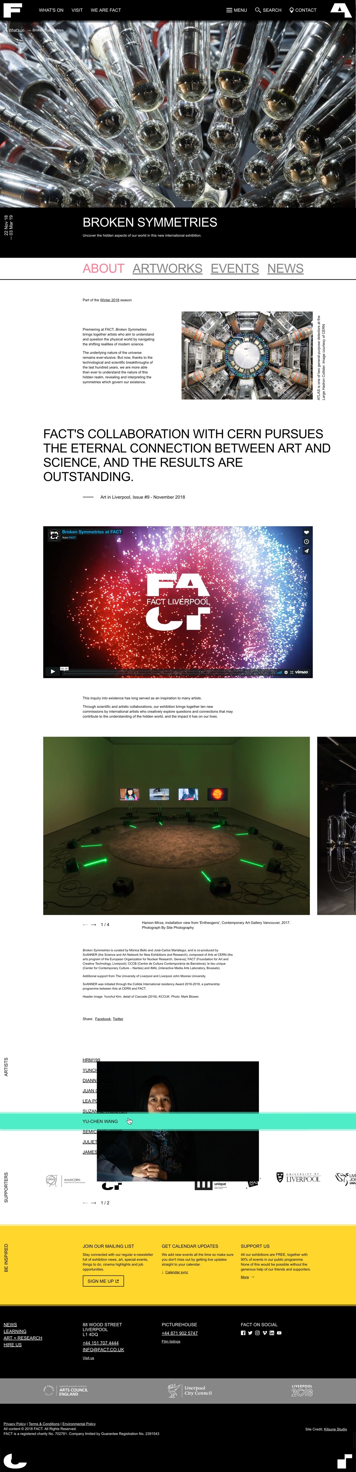 FACT Liverpool - Event page designed by Kitsune Studio