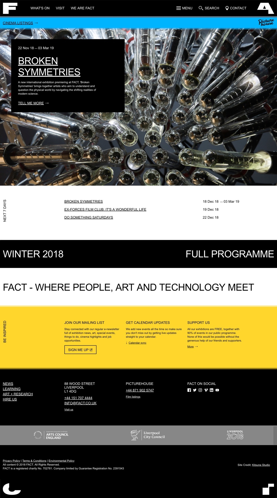 FACT Liverpool - Homepage designed by Kitsune Studio